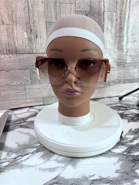 Fashion Bug Brown Gradient Rimless Sunglasses with Gold Accents